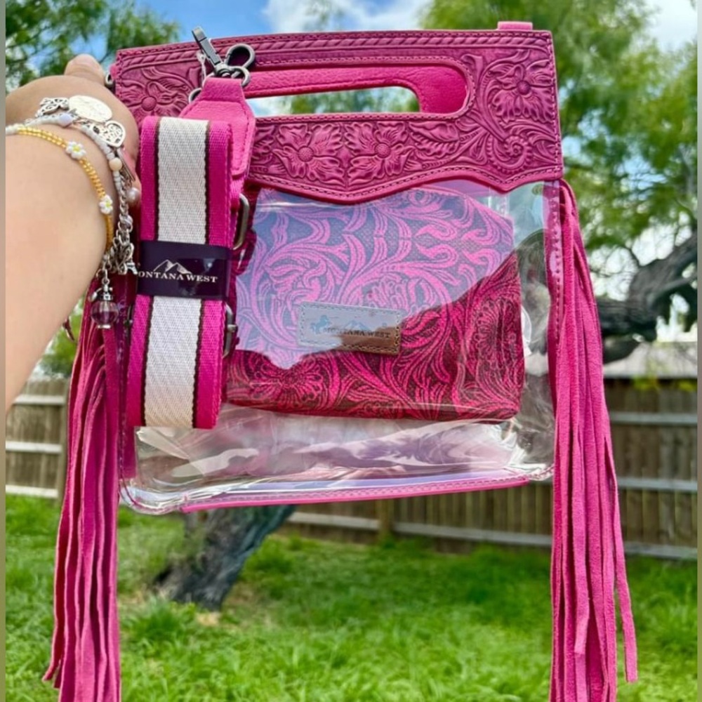 MONTANA WEST TOP HANDLE CLEAR FRINGE CROSSBODY SET🐎🌻